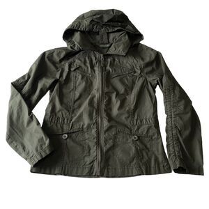 Eddie Bauer Jacket Womens Utility Green Hooded Pockets Lightweight Jacket Small